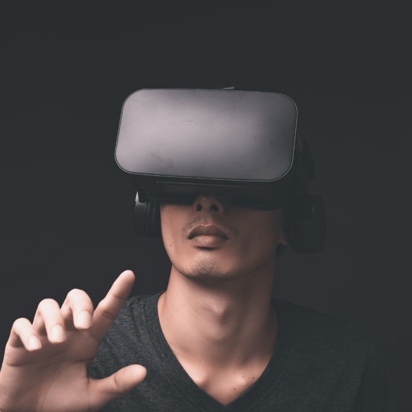 man wearing vr goggles